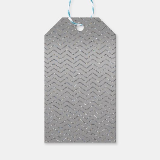 Silver Glittery Zig-Zag Geschenktafel Geschenkanhänger (Vorderseite)