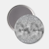 Silver Glitz Sparkle Magnet (Vorderseite/Rückseite)