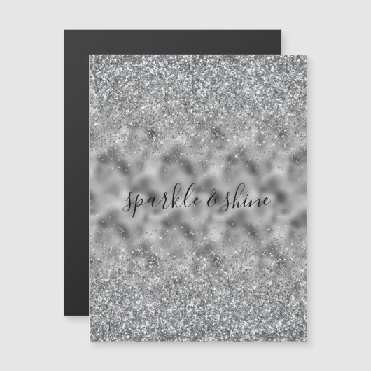 Silver Glitz Sparkle Magnetkarte (Vorne/Hinten)