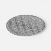 Silver Glitz Sparkle Pappteller (Schrägansicht)