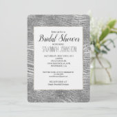 Silver Glitz Zebra Print Brautparty Einladung (Stehend Vorderseite)