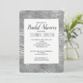 Silver Glitz Zebra Print Brautparty Einladung (Stehend Vorderseite)