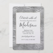Silver Glitz Zebra Print Einladung (Vorderseite)