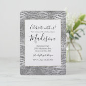 Silver Glitz Zebra Print Einladung (Stehend Vorderseite)
