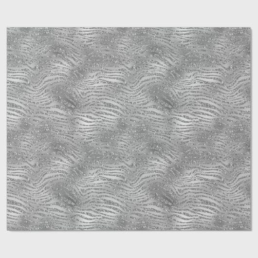 Silver Glitz Zebra Print Geschenkpapier (Flach)