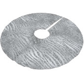 Silver Glitz Zebra Print Polyester Weihnachtsbaumdecke (Schrägansicht)