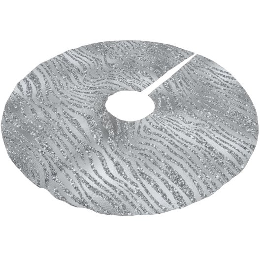 Silver Glitz Zebra Print Polyester Weihnachtsbaumdecke (Schrägansicht)