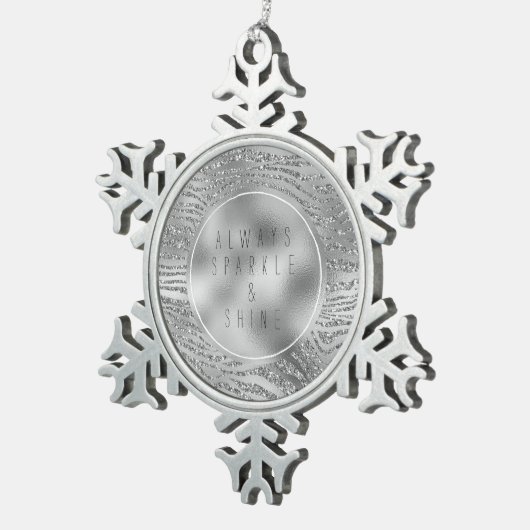 Silver Glitz Zebra Print Schneeflocken Zinn-Ornament (Rechts)