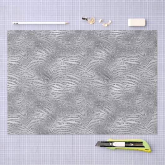 Silver Glitz Zebra Print Seidenpapier (Handwerk)