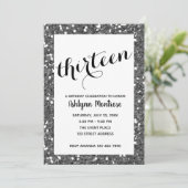 Silver Glitzer 13. Geburtstagsfeier Einladung (Stehend Vorderseite)