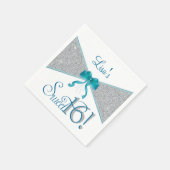 Silver Glitzer, 16 . Geburtstag, Custom Napkins Serviette (Ecke)