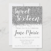 Silver Glitzer 16 . Geburtstag Geburtstagseinladun Einladung (Vorderseite)