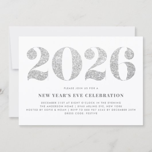 Silver Glitzer 2024 Silver's Silver Party Einladung (Vorderseite)