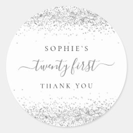 Silver Glitzer 21. Geburtstag Vielen Dank Runder Aufkleber