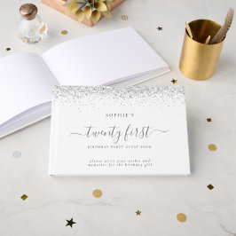 Silver Glitzer 21. Geburtstagsparty Gästebuch