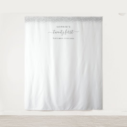 Silver Glitzer 21. Hintergrund für Fotos Tapestry Wandteppich (Vorderseite)