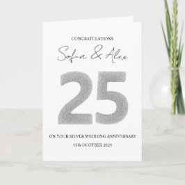 Silver Glitzer 25. Hochzeitstag Gruß Karte