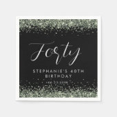 Silver Glitzer 40 Geburtstagsparty Personalisiert Serviette (Vorderseite)