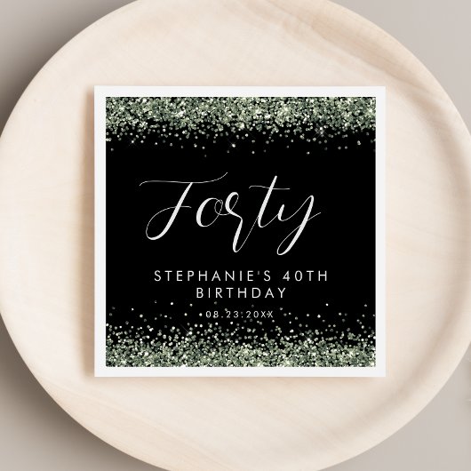 Silver Glitzer 40 Geburtstagsparty Personalisiert Serviette