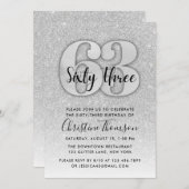 Silver Glitzer 63. Geburtstagseinladung Einladung (Vorne/Hinten)