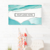 Silver Glitzer Agate Aquamarin Minze Wasserfarbe L Banner (Insitu)