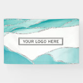 Silver Glitzer Agate Aquamarin Minze Wasserfarbe L Banner (Horizontal)