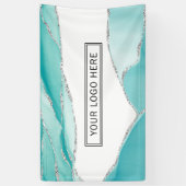 Silver Glitzer Agate Aquamarin Minze Wasserfarbe L Banner (Vertikal)
