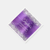 Silver Glitzer Amethyst Foil Abschluss Serviette (Ecke)