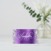 Silver Glitzer Amethyst Foil Lila Monogramm Visitenkarte (Stehend Vorderseite)