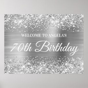 Silver Glitzer and Foil 70. Geburtstag Willkommen Poster