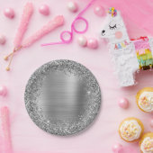 Silver Glitzer and Foil Girly Glam Pappteller (Party)
