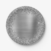 Silver Glitzer and Foil Girly Glam Pappteller (Vorderseite)