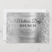 Silver Glitzer and Foil Mother's Day Brunch Einladung (Vorderseite)