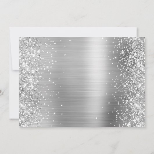 Silver Glitzer and Foil Mother's Day Brunch Einladung (Rückseite)