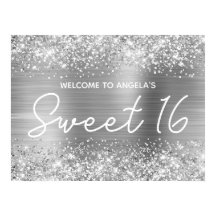Silver Glitzer and Foil Sweet 16 Willkommen