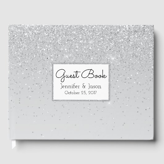 Silver Glitzer and Shine Wedding Gästebuch (Vorderseite)