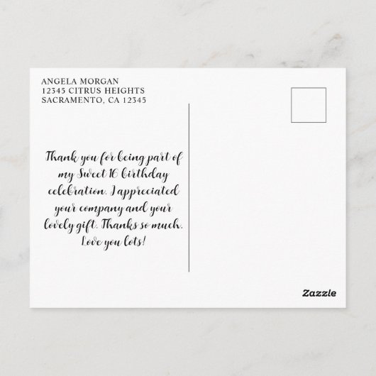 Silver Glitzer Aqua Blue Sweet 16 Herzen Vielen Da Postkarte (Rückseite)