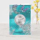 Silver Glitzer Aqua Mermaid Karte (Gelbe Blume)
