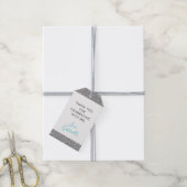 Silver Glitzer Aquamarin Blue Vielen Dank für Ihre Geschenkanhänger (Mit Garn)
