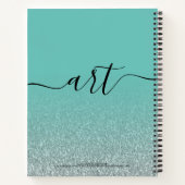 Silver Glitzer Aquamarin Girly Ombre Sketchbook Na Notizblock (Rückseite)