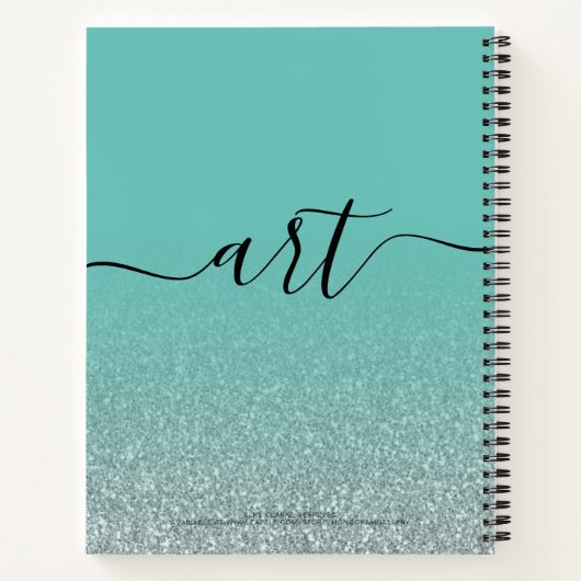 Silver Glitzer Aquamarin Girly Ombre Sketchbook Na Notizblock (Rückseite)