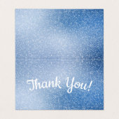 Silver Glitzer auf blauem Hintergrund Danke-Karte (Außenseite Aufgefaltet)