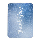 Silver Glitzer auf blauem Hintergrund Danke Magnet (Vertikal)