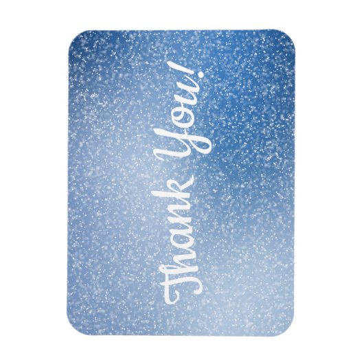 Silver Glitzer auf blauem Hintergrund Danke Magnet (Vertikal)