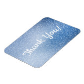 Silver Glitzer auf blauem Hintergrund Danke Magnet (Linke Seite)