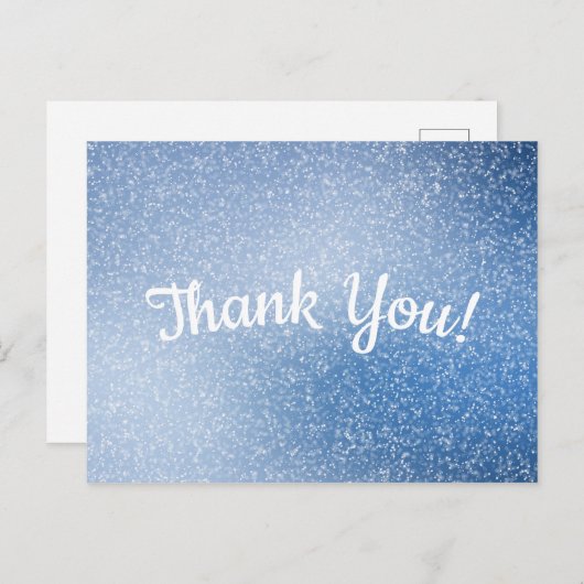 Silver Glitzer auf blauem Hintergrund Danke Postkarte (Vorne/Hinten)