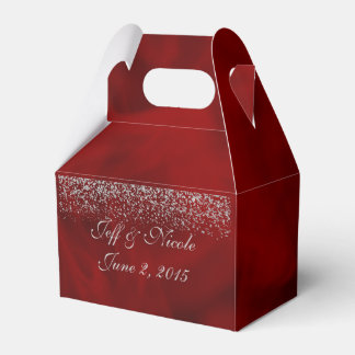 Silver Glitzer auf Red Wedding Party Gefallen Geschenkschachtel