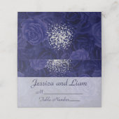 Silver Glitzer auf Royal Blue Rose Platzkarte (Außenseite Aufgefaltet)