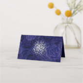 Silver Glitzer auf Royal Blue Rose Platzkarte (Rückseite)