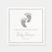 Silver Glitzer Baby Feet Babydusche Personalisiert Serviette (Vorderseite)